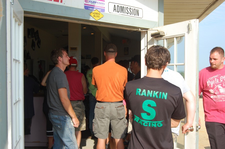 people standing in line at Admission office